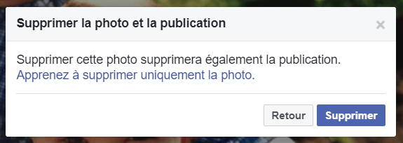 Supprimer la photo et la publication